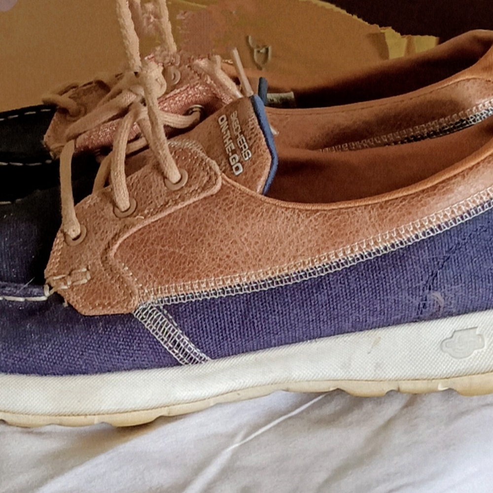 Skechers Brown and Blue Boat Shoes
